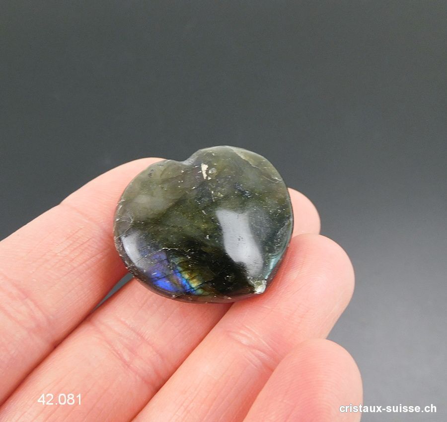 Coeur Labradorite 3 x 2,6 x 1,1 cm. Pièce unique