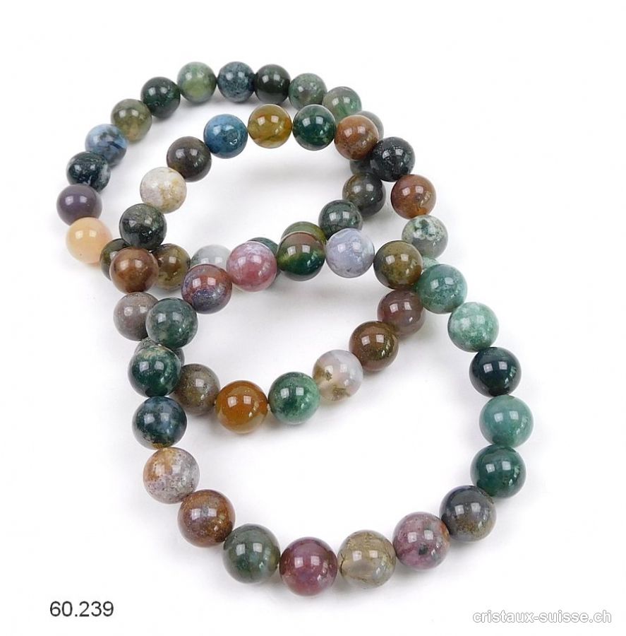 Bracelet Agate Mousse - Agate Indienne mix 10 mm / 21 cm