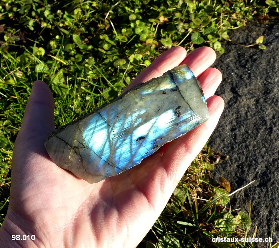 Labradorite brute 1 face polie. Pièce unique 256 grammes