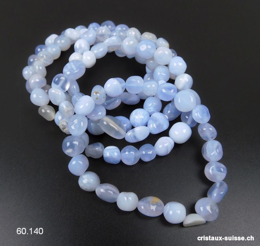 Bracelet Calcédoine bleue 8 - 10 mm / 18 - 18,5 cm