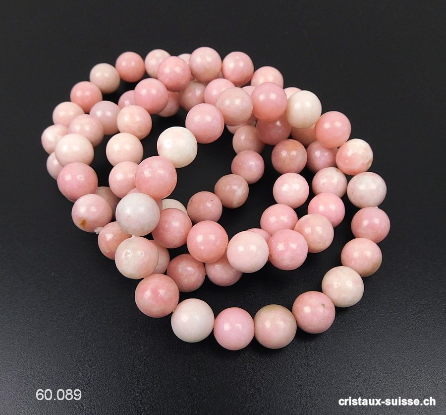 Bracelet Opale des Andes rose - Chrysopale 10 mm / 18 cm