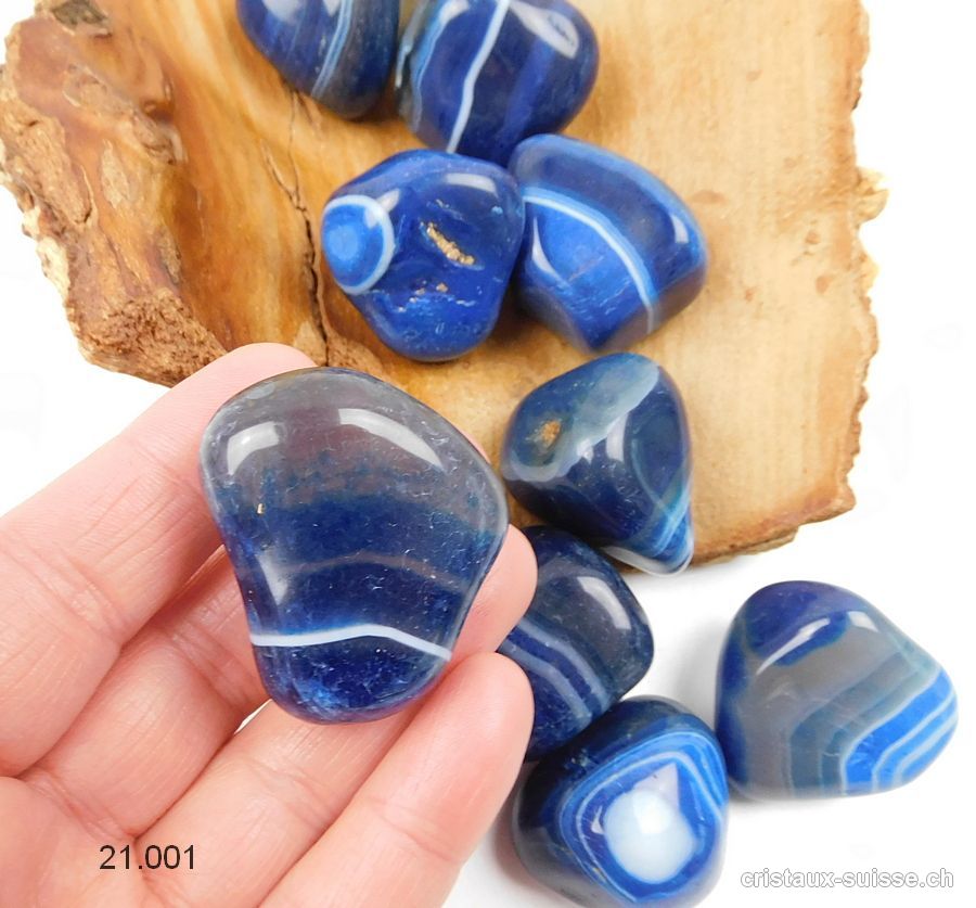 Agate bleue 3 - 3,5 cm / 30 à 34 grammes. Taille XL. Qual. AB