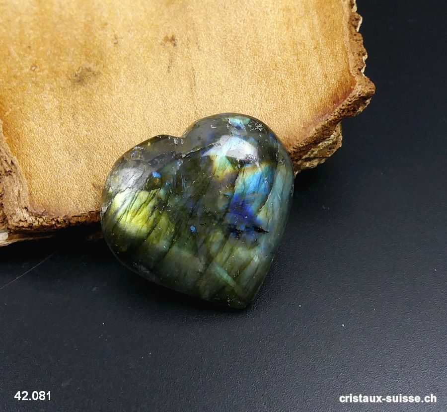 Coeur Labradorite 3,3 x 3,1 x 1 cm. Pièce unique. OFFRE SPECIALE