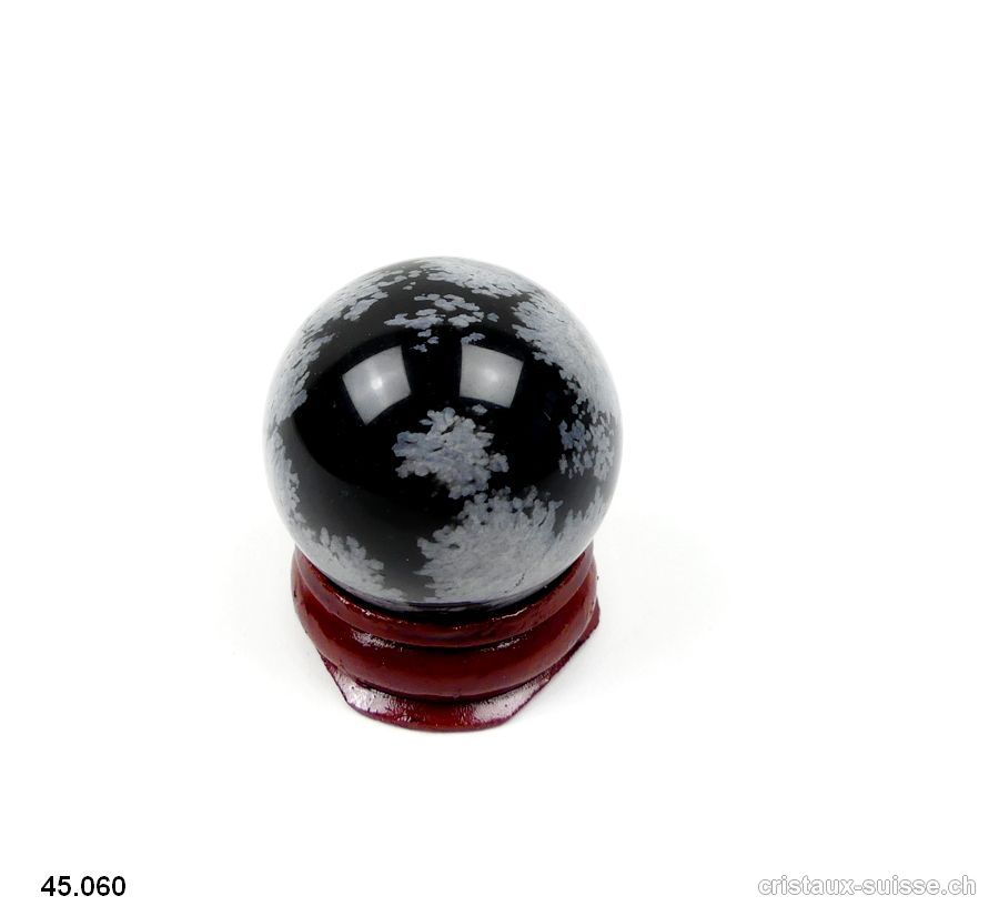 Boule Obsidienne flocon de neige du Mexique Ø 3,1 cm. Pièce unique