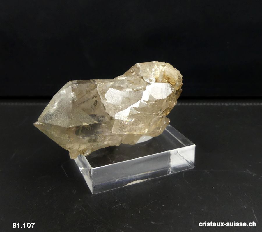 Quartz fumé biterminé du Valais. Pièce unique