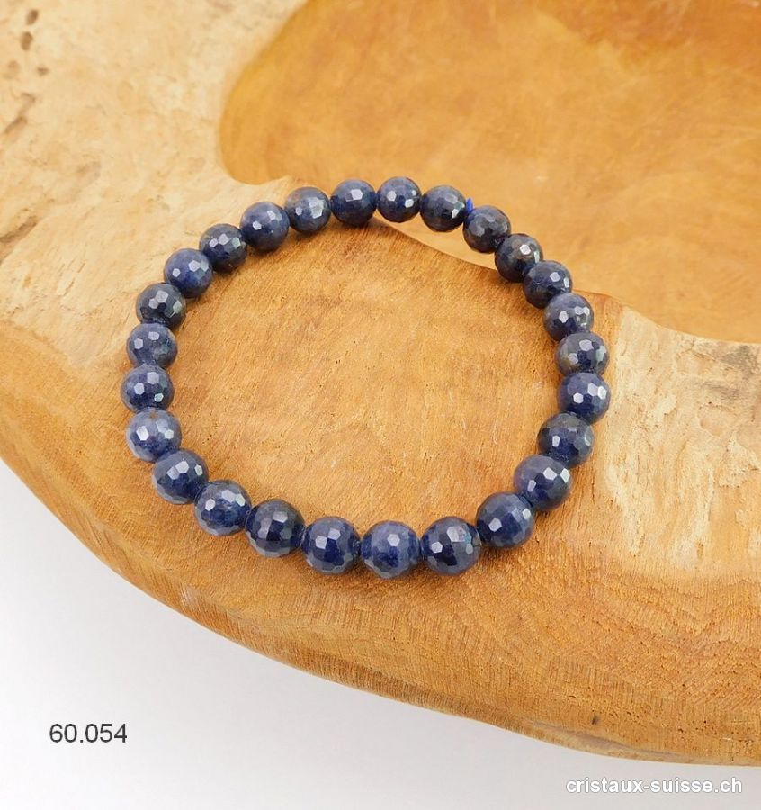 Bracelet Saphir bleu facetté 7 mm / 18  cm. Taille M. Pièce unique