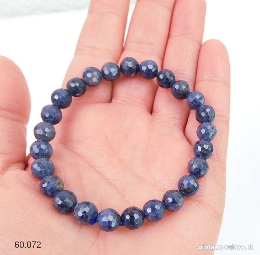 Bracelet Saphir bleu facetté 7,5 mm / 18-18,5 cm. Taille M