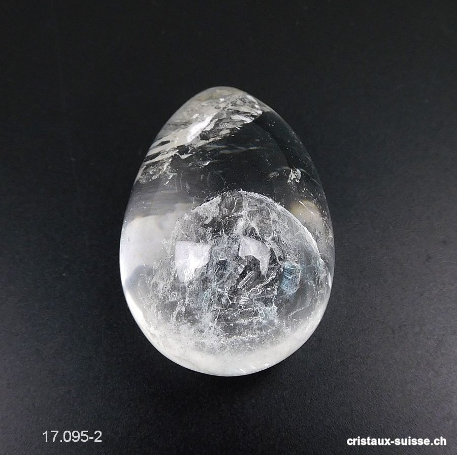 1 Oeuf YONI Cristal de Roche 4,7 x 3,1 cm. Taille M-L. Non Percé. Pièce unique