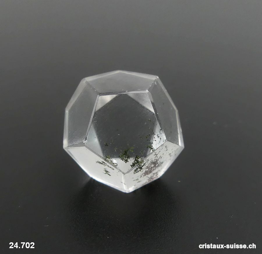 Dodécaèdre Cristal de Roche avec Chlorite, épais. 1.5 cm. Pièce unique