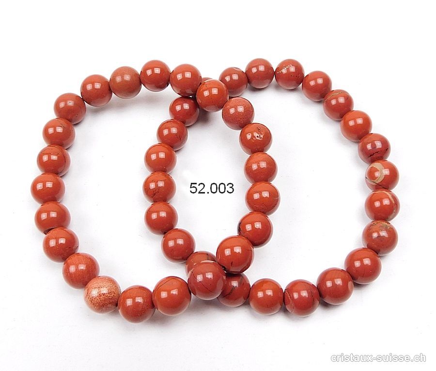 Bracelet Jaspe Rouge 8 mm / 21 cm