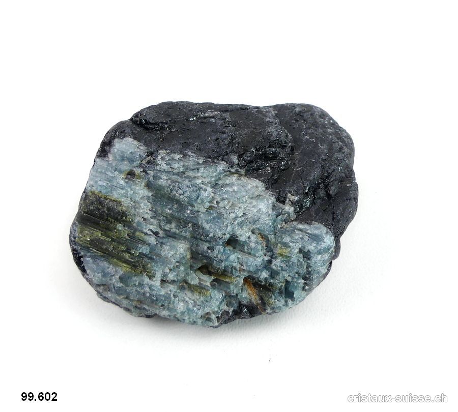 Tourmaline noire, bleue - indigolite et verte cristallisée. Pièce unique