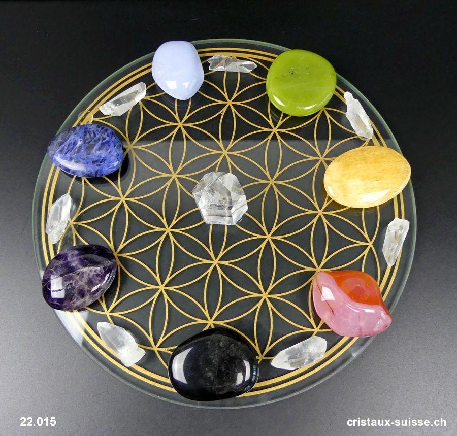 Chakras, La Roue Fleur de Vie et cristaux lémuriens. Lot unique