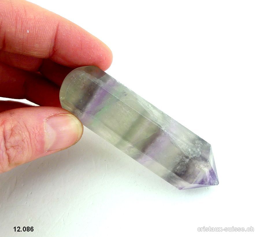 Bâton Fluorite arc-en-ciel hexagonal 7 x 1,8 cm. Pièce unique