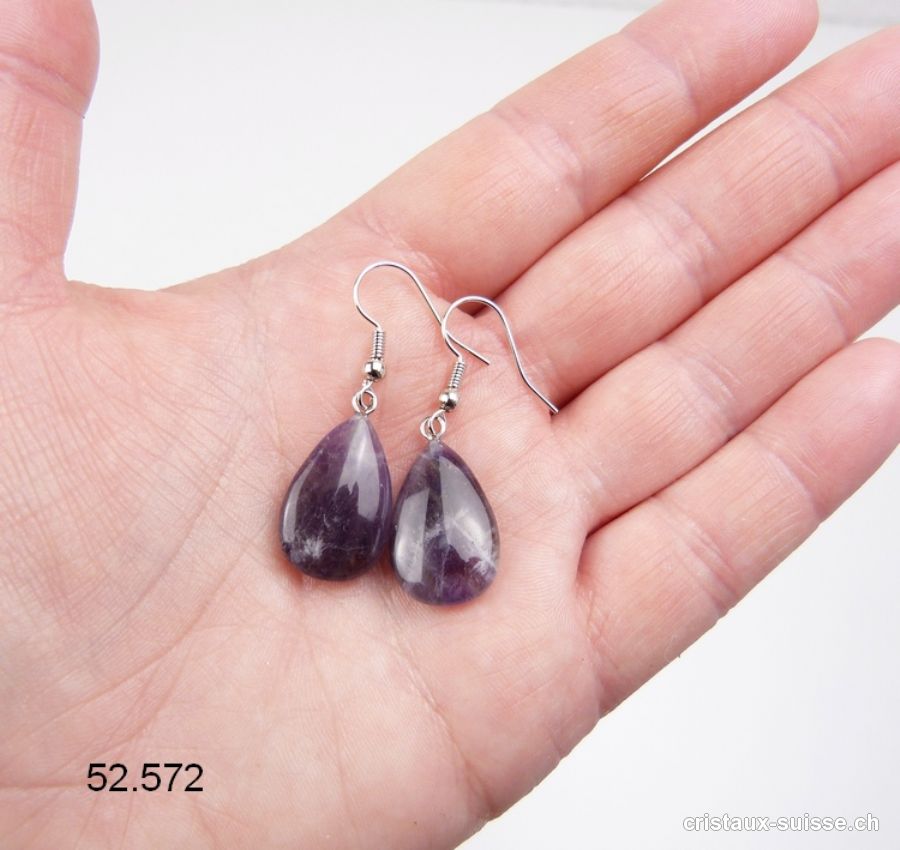 Boucles d'oreilles Goutte Améthyste 2 cm. Offre Spéciale