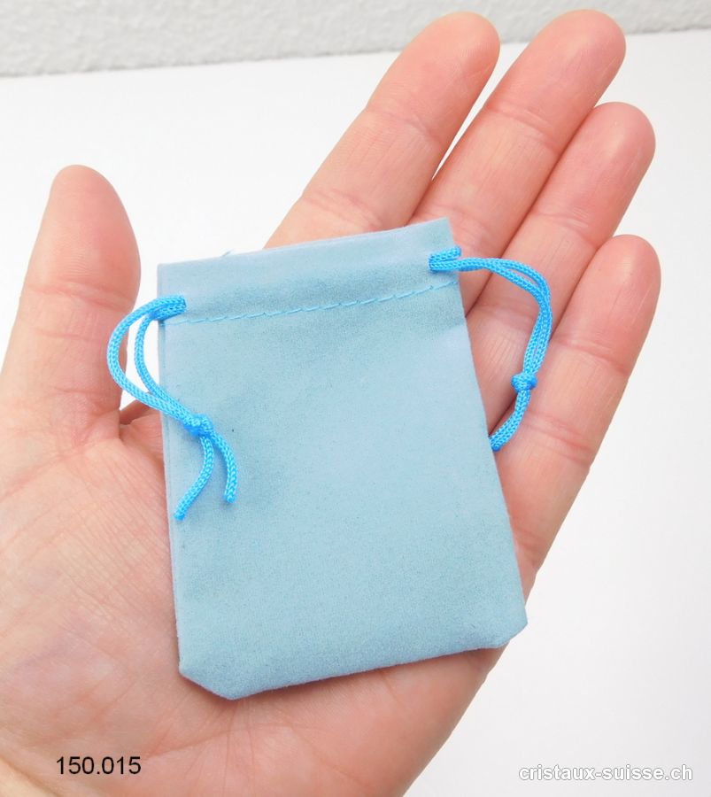 1 Pochette velours Bleu clair, env. 6,5 x 5 cm