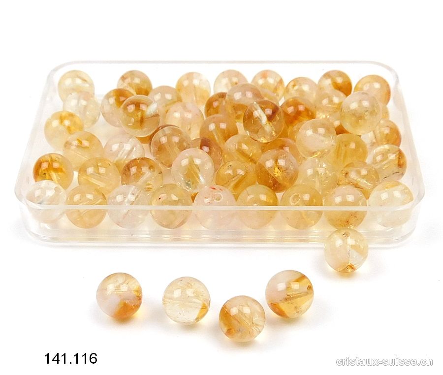 Citrine, boule percée 6,2 - 6,8 mm