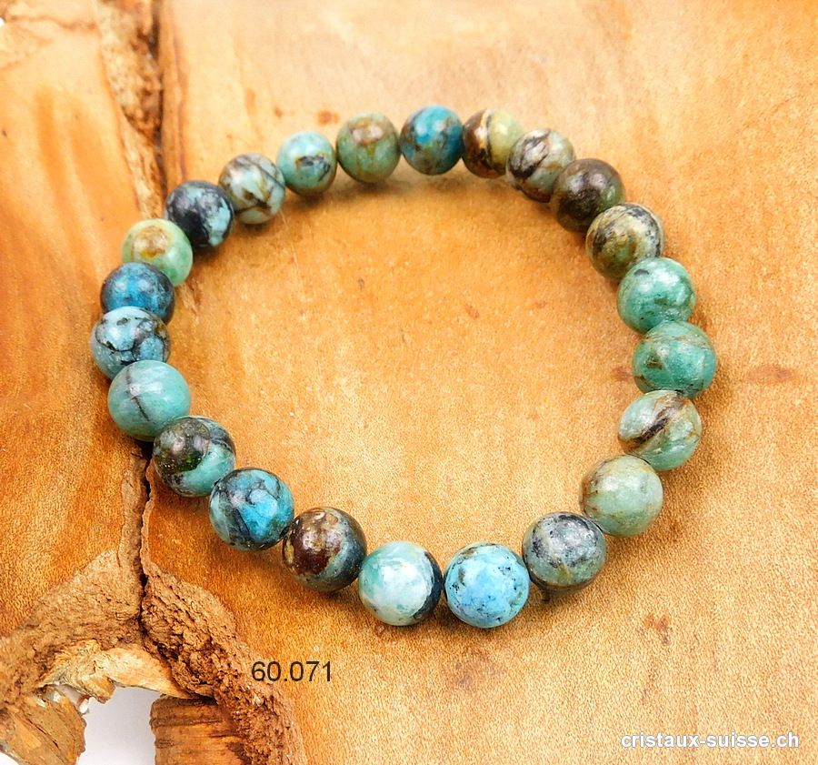 Bracelet Opale des Andes bleue - Chrysopale 8-8,5 mm / 18,5 cm