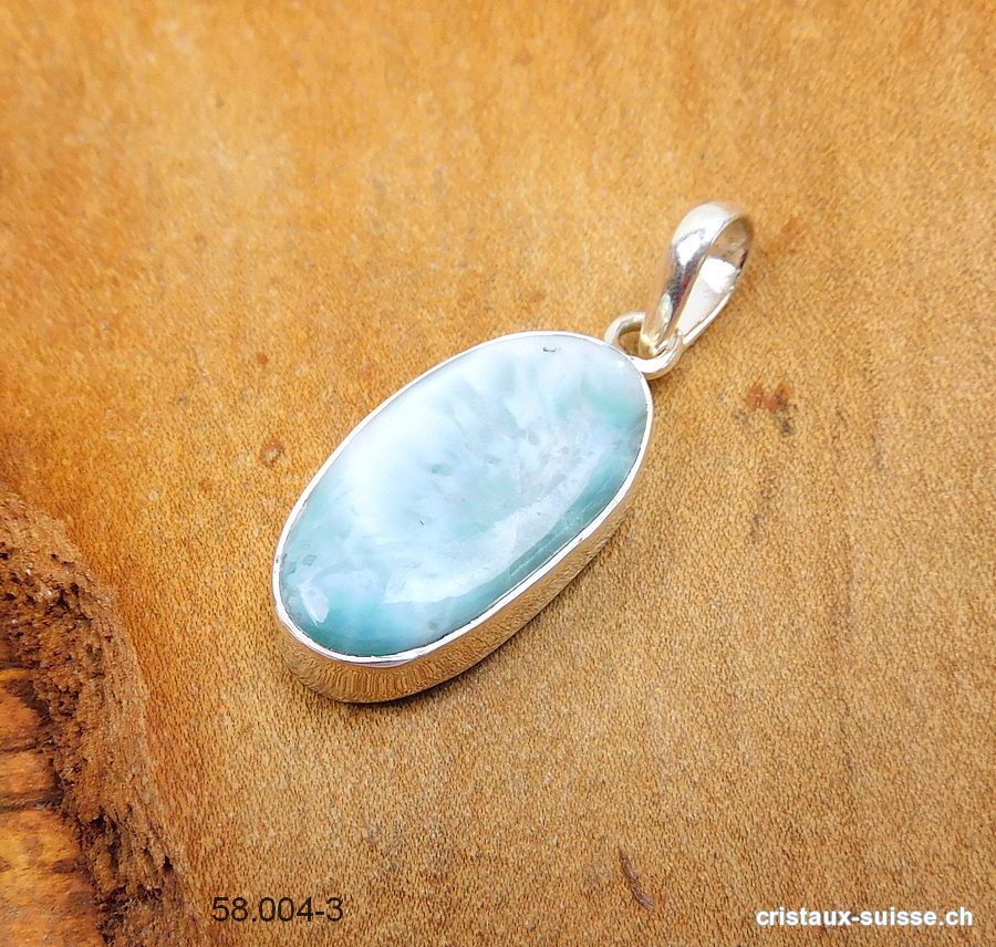 Pendentif Larimar 2,4 cm en argent 925. Pièce unique