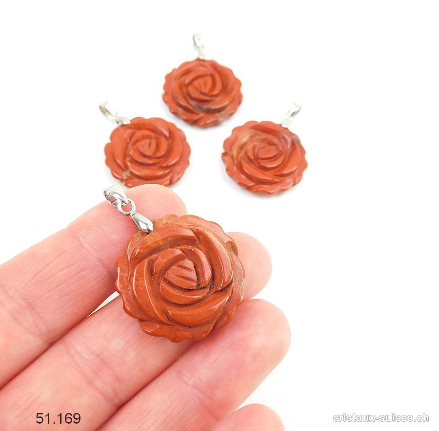 Pendentif Jaspe rouge - ROSE 2,5 cm