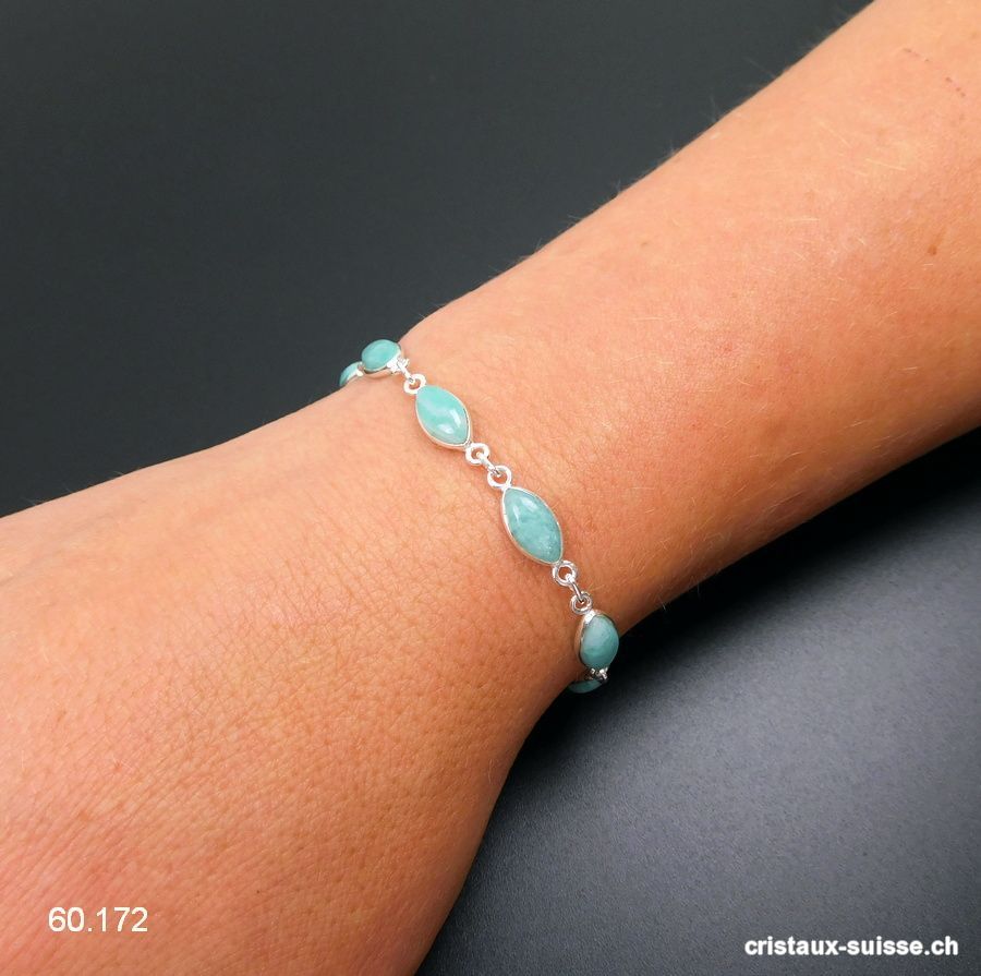 Bracelet Amazonite en argent 925. Qual. AA