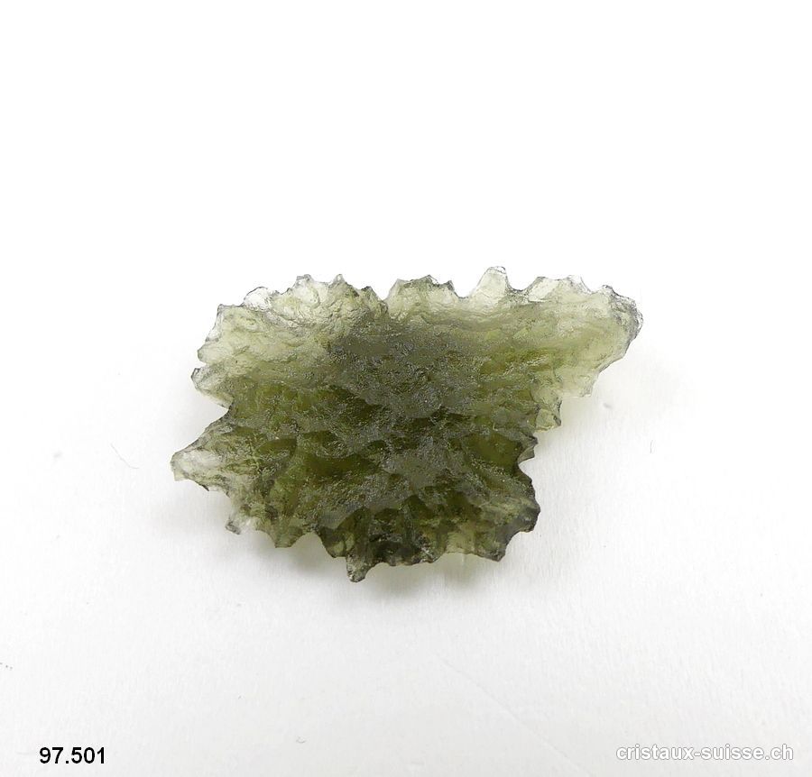 Moldavite 1,9 x 1,3 x 0,4 cm. Pièce unique 3,6 carats