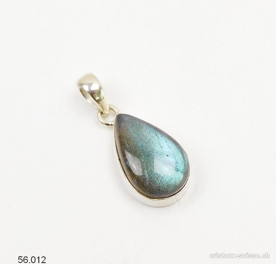 Pendentif Labradorite bleu-vert en argent 925