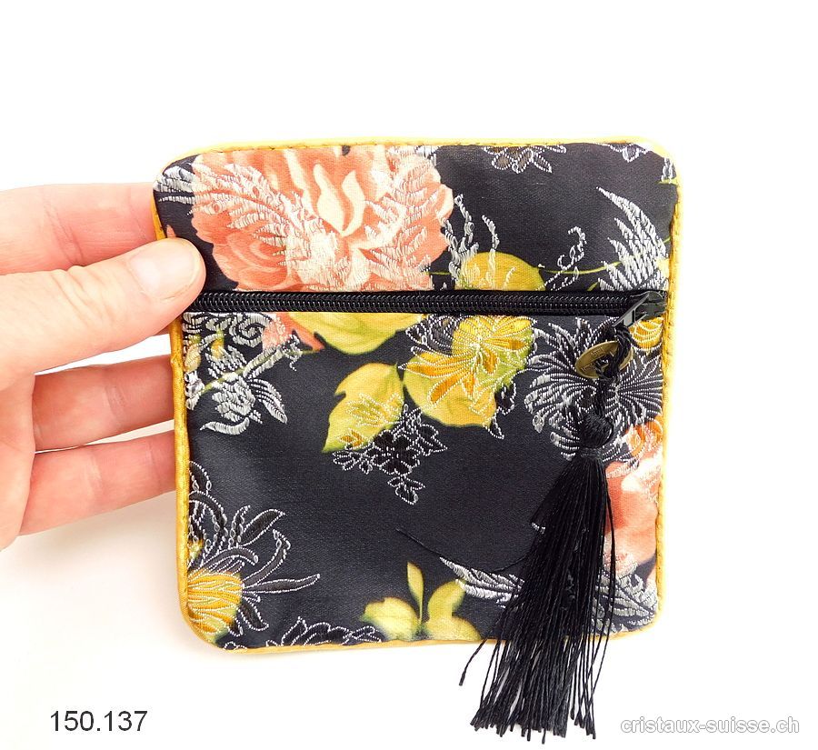 Pochette chinoise Noire, env. 11,5 x 11,5 cm