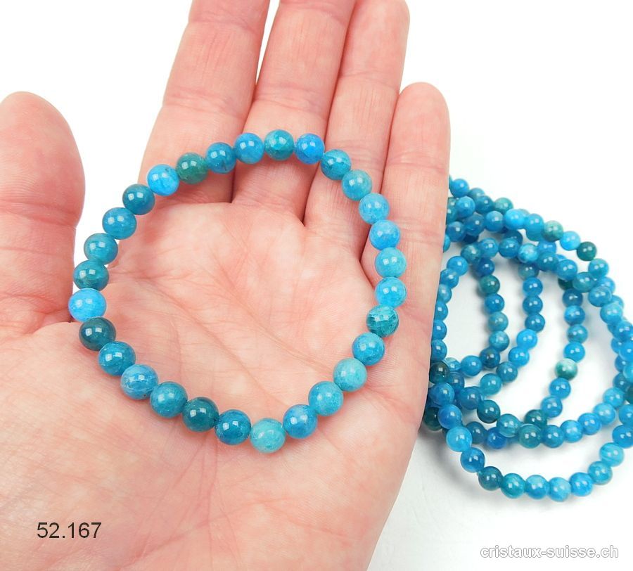 Bracelet Apatite bleue 6 - 6,5 mm / 18 cm