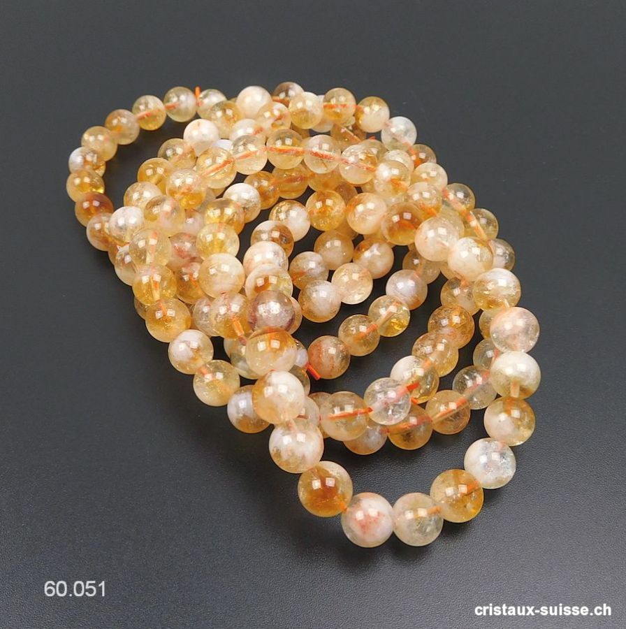 Bracelet Citrine 8-8,5 mm, élastique 18,5 cm. Taille M