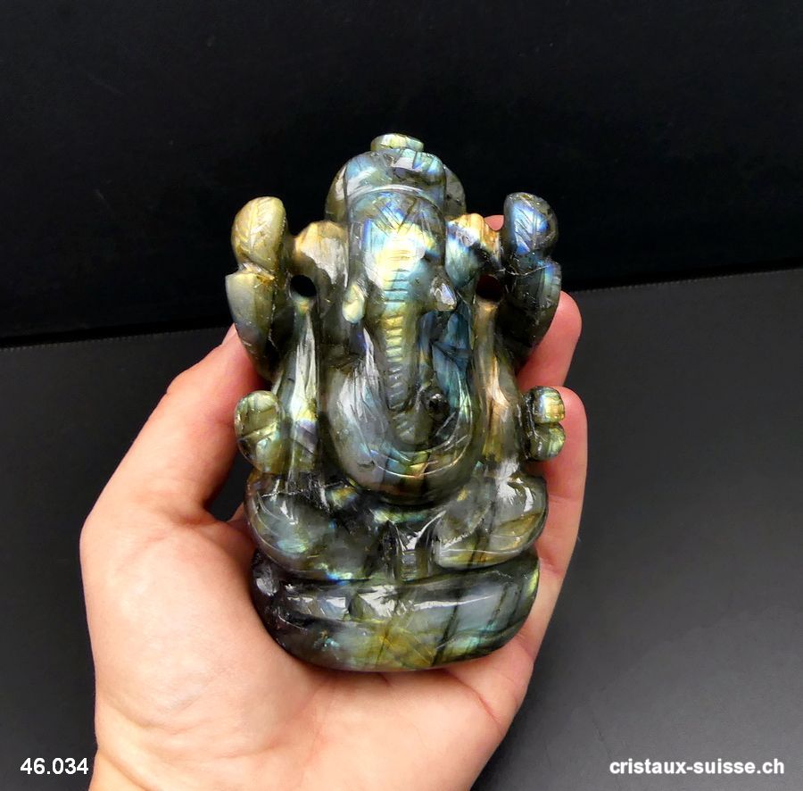 Labradorite Ganesh 10,1 cm. Pièce unique. Qualité A