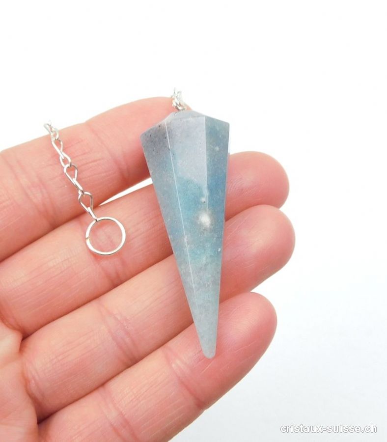 Pendule Aventurine bleue facetté 4,7 cm. Pièce unique