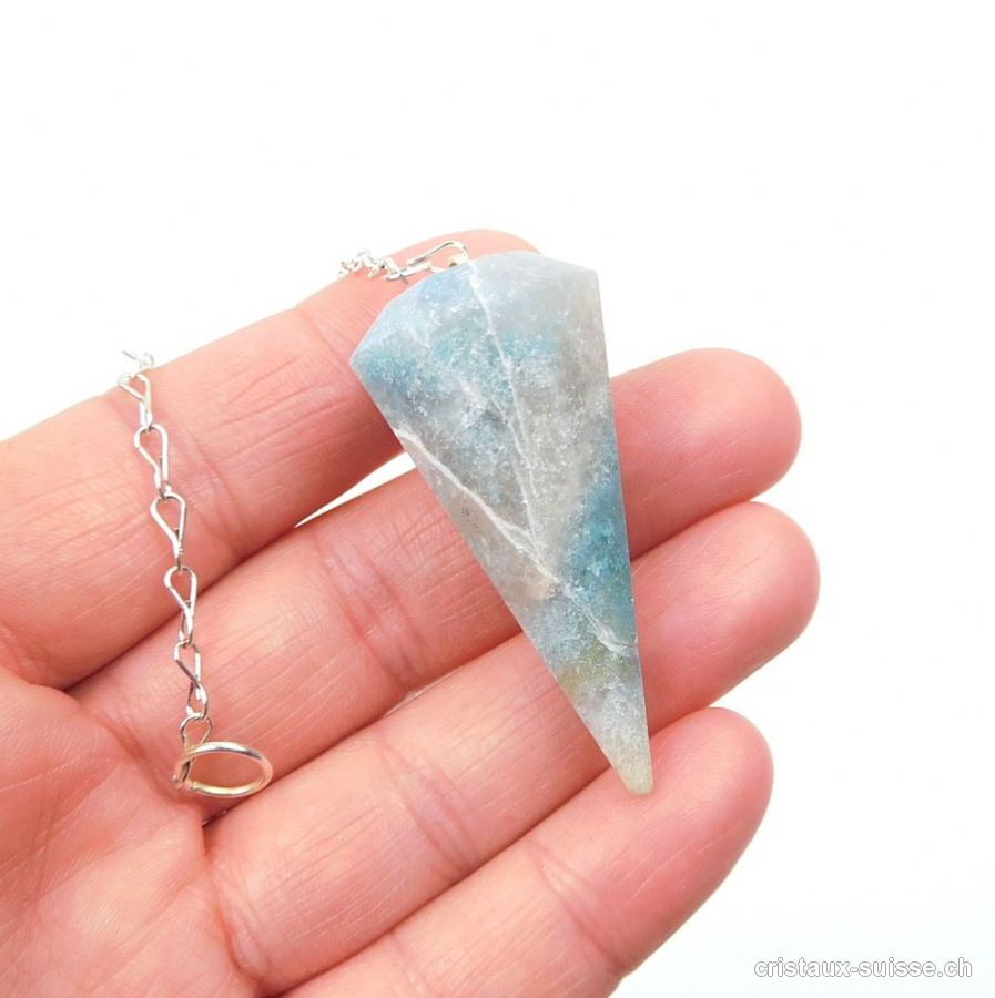 Pendule Aventurine bleue facetté 4,5 cm. Pièce unique. Offre Spéciale