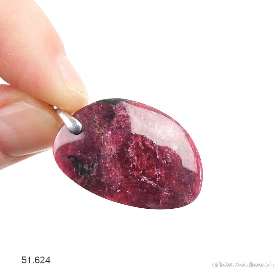 Pendentif Eudialyte de Russie avec clip en argent 925. Pièce unique