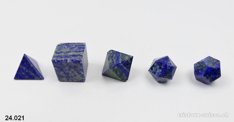 5 solides de Platon Lapis-lazuli. Pièce unique