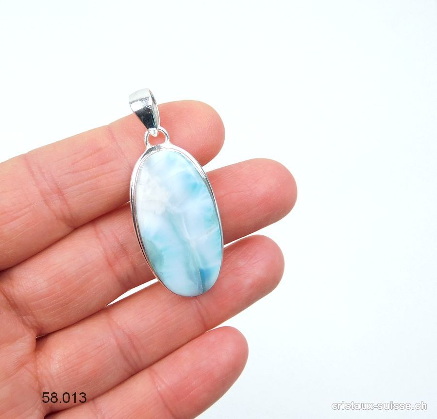 Pendentif Larimar et argent 925. Pièce unique