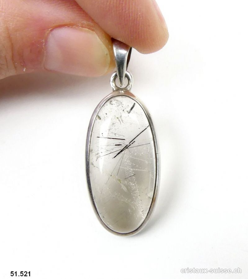 Pendentif Tourmaline - Quartz en argent 925. Pièce unique