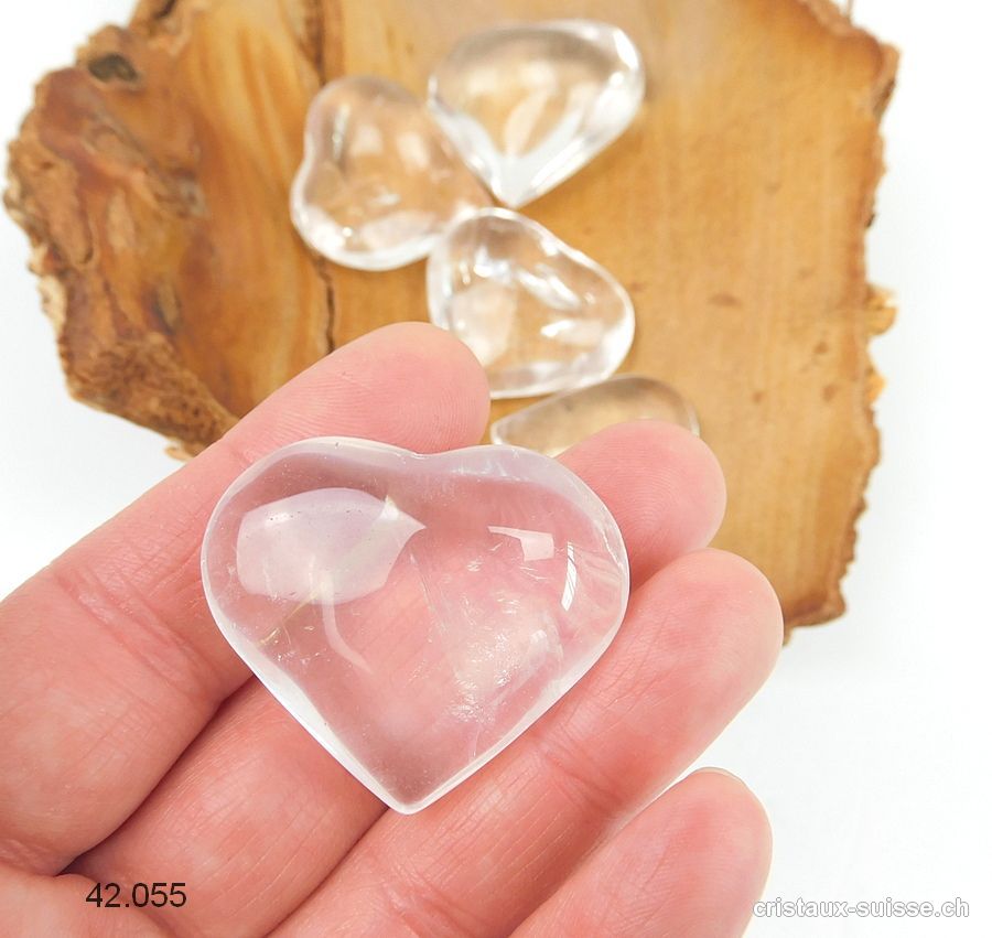 Coeur Cristal de Roche du Brésil 3,5 x 3 cm