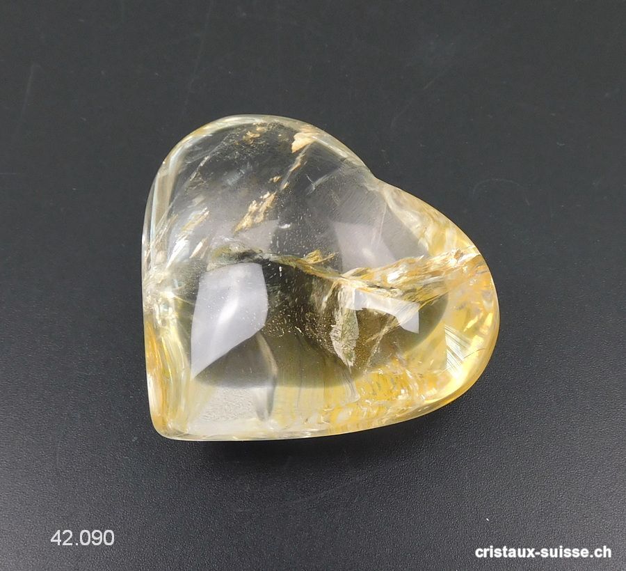 Coeur Citrine naturelle 5 x 4,5 cm. Pièce unique 64,5 grammes