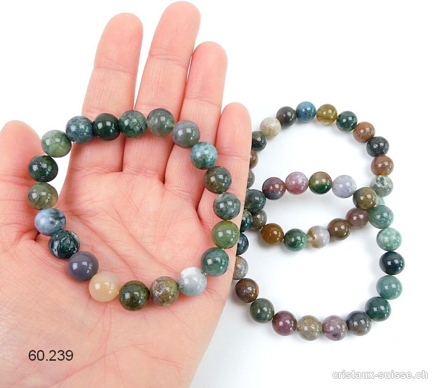 Bracelet Agate Mousse - Agate Indienne mix 10 mm / 21 cm