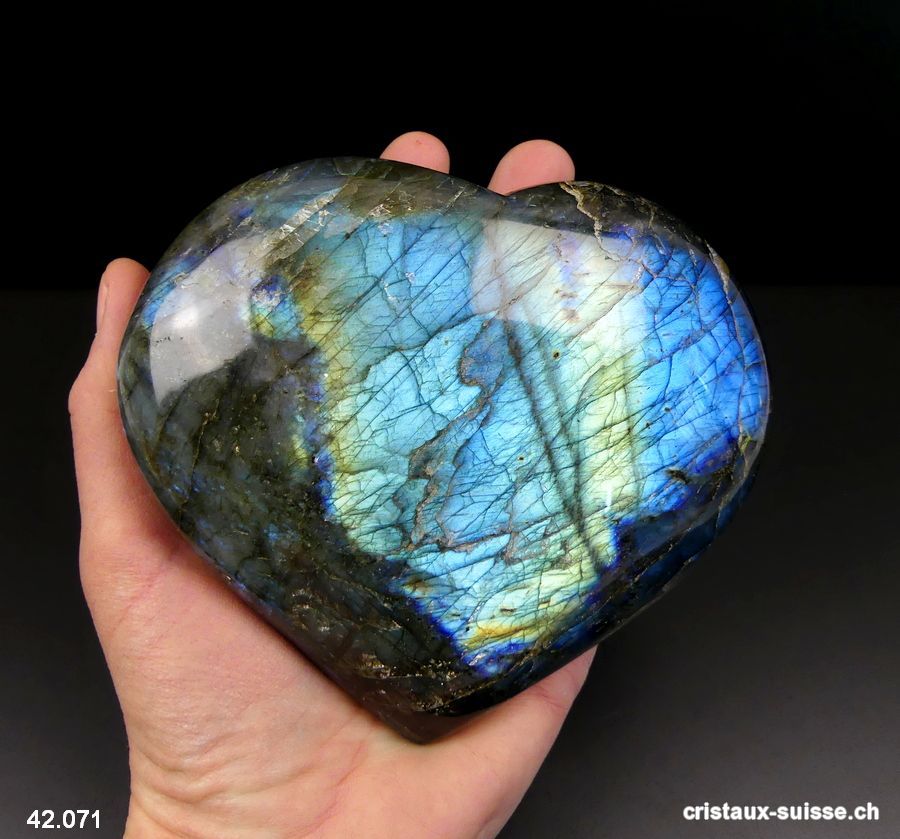 Coeur Labradorite XXL. Pièce unique 730 grammes