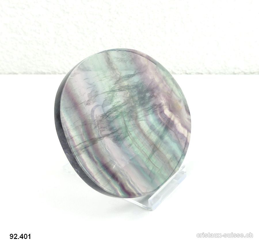 Fluorite - Fluorine arc-en-ciel, plaque polie 10,3 cm et Support. Lot unique