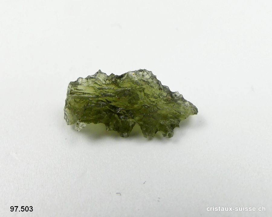 Moldavite 1,5 x 0,8 x 0,5 cm. Pièce unique 2,2 carats