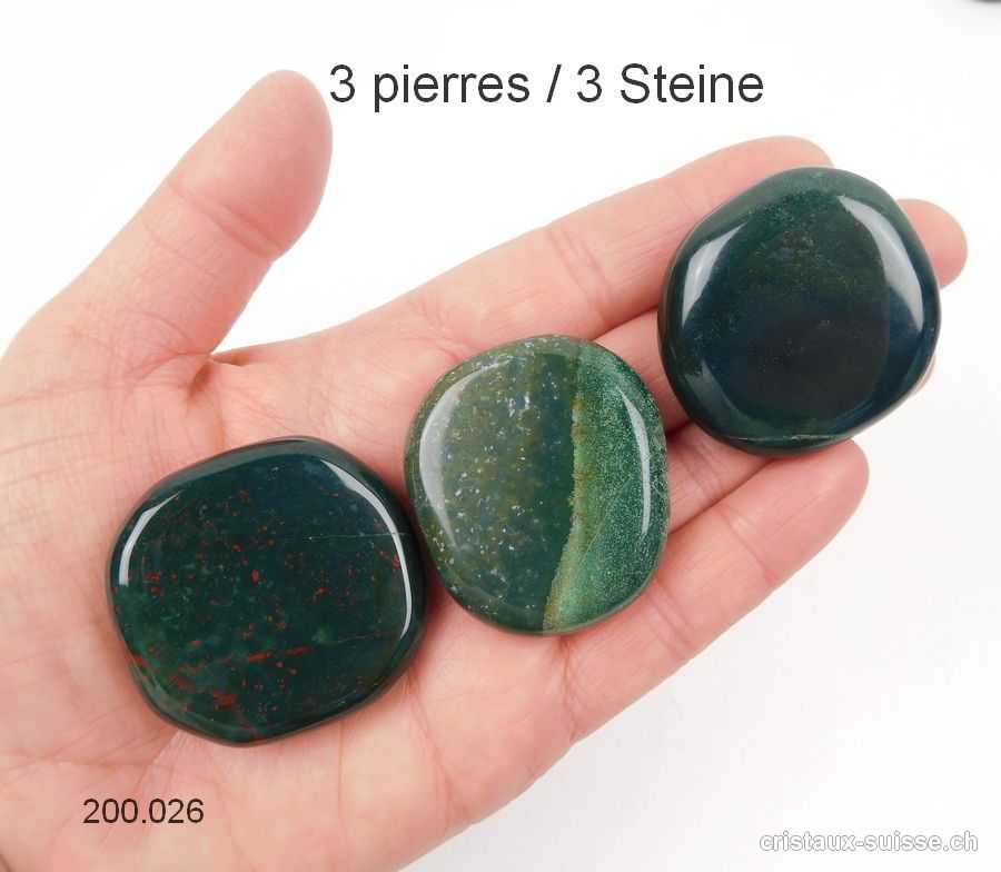 3 x Héliotrope plat env. 4 cm x épais. 1 cm. Taille L-XL