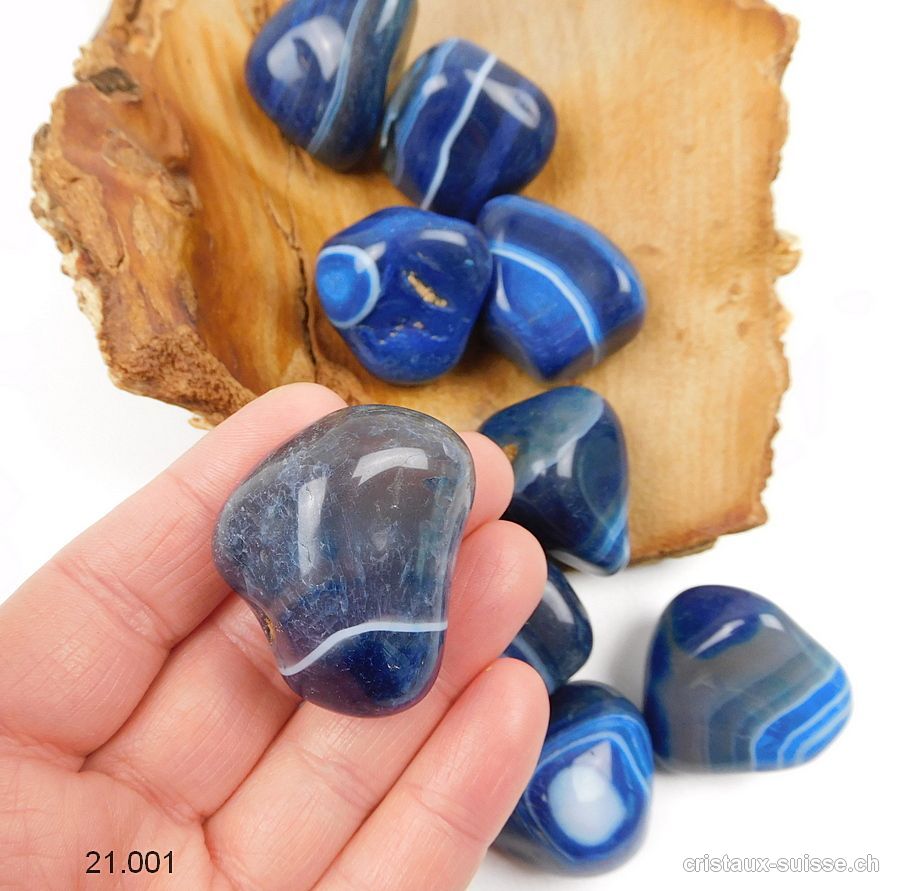 Agate bleue 3 - 3,5 cm / 30 à 34 grammes. Taille XL. Qual. AB