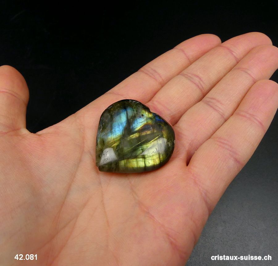 Coeur Labradorite 3,3 x 3,1 x 1 cm. Pièce unique. OFFRE SPECIALE