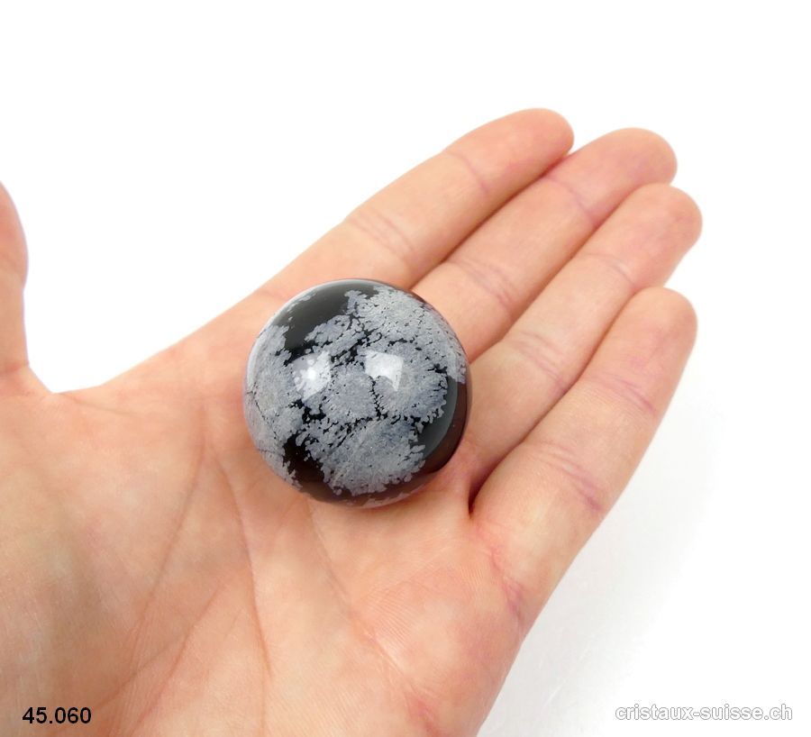 Boule Obsidienne flocon de neige du Mexique Ø 3,1 cm. Pièce unique