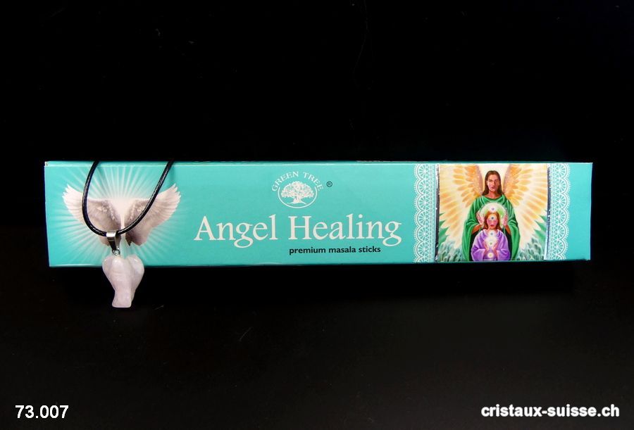 Set Bâtons Encens Green Tree - Angel Healing avec un pendentif Ange Quartz rose