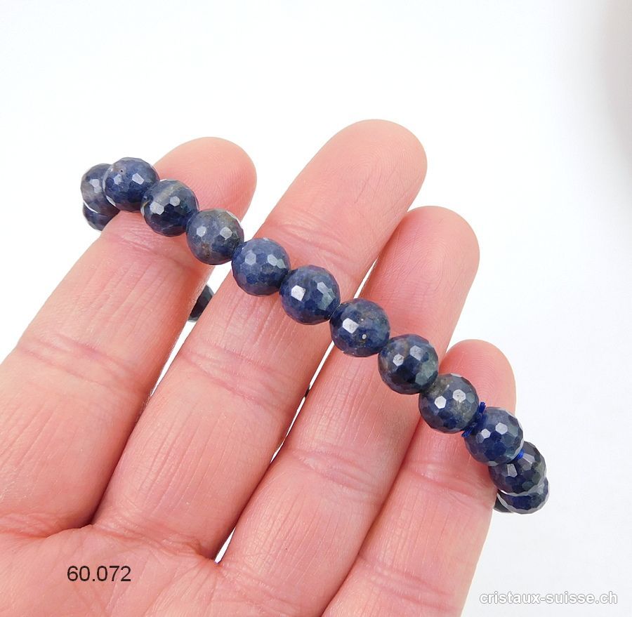 Bracelet Saphir bleu facetté 7,5 mm / 18-18,5 cm. Taille M