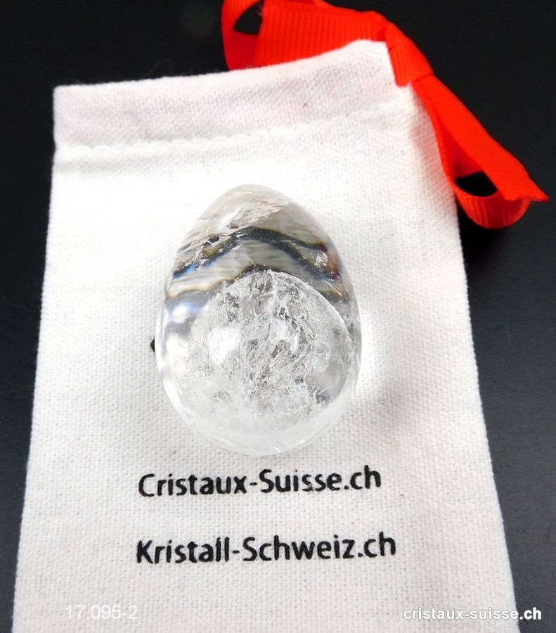 1 Oeuf YONI Cristal de Roche 4,7 x 3,1 cm. Taille M-L. Non Percé. Pièce unique