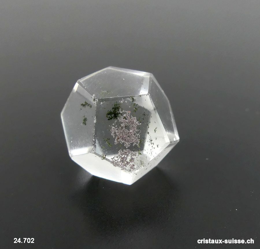 Dodécaèdre Cristal de Roche avec Chlorite, épais. 1.5 cm. Pièce unique